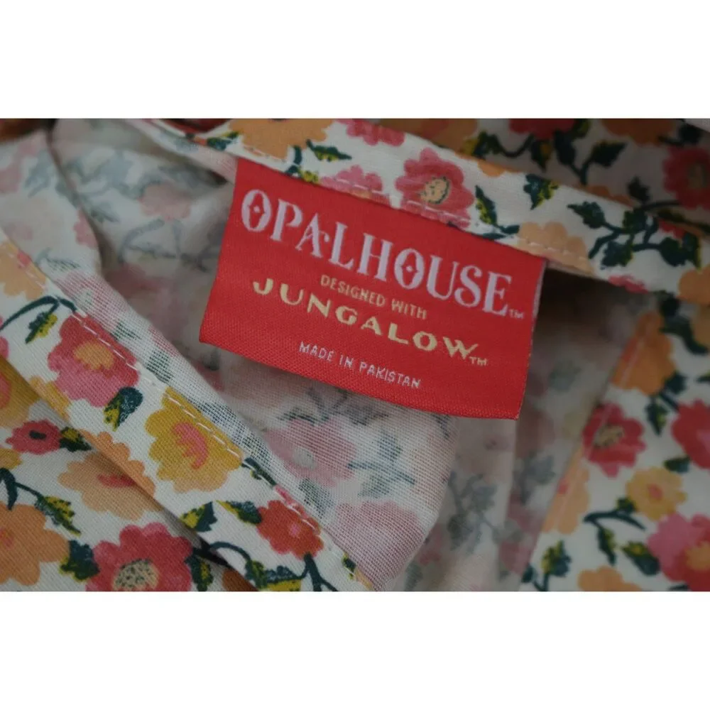 Opalhouse Jungalow Multi Floral King Size Cotton Percale Flat Sheet Coral Pink
